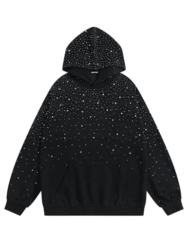 Vamtac Rhinestone Hoodies Men Oversized Hooded Sweatshirts Fashion Casual Hoodie Pullover Y2k Streetwear Tops Black - Image 1