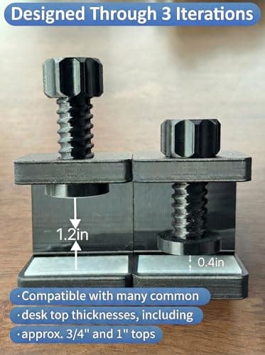 Onucha Standing Desk Anti Wobble Stabilizer Clamp 2 Pack, Helps Reduce Standing Desk Wobble, No-Drill Desktop Clamp with Rubber Roller for 1 Inch Desk Tops (Fits 0.5"–1.2") - Thumbnail 6