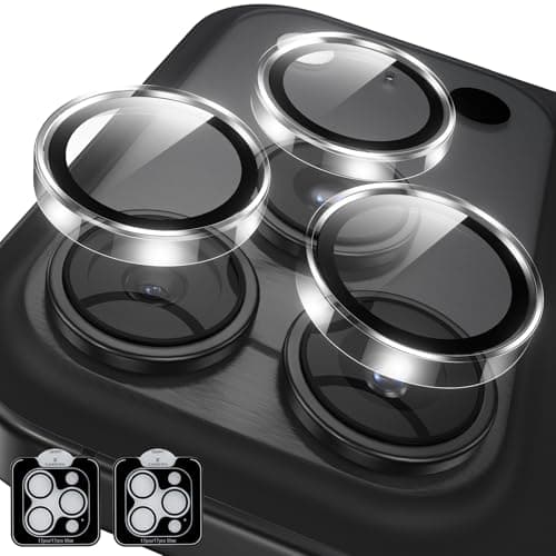 YWXTW Camera Lens Protector for iPhone 17 Pro/iPhone 17 Pro Max, [1 Step Installation Tray] Tempered Glass Screen Protector Metal Individual Camera Cover Accessories Case Friendly (Transparent-2Pack) - Image 1