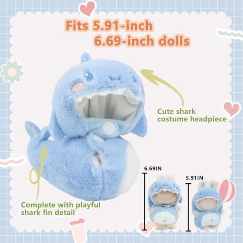 HiOKOU Clothes for 17cm Accessories Suit Cute Clothes for Doll Dress up Animal Style Outfits (NO Doll)(Shark) - Thumbnail 3