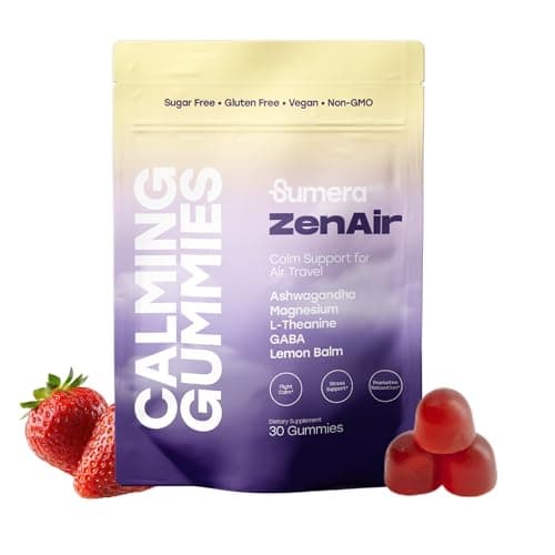 Calming Gummies for Travel | Jet Lag Relief & Remedy Gummies | Airplane Travel Essentials | Long Flight Must Haves | GABA, L-Theanine, Ashwagandha, Lemon Balm & Magnesium | Sugar Free, 30 Count - Image 1