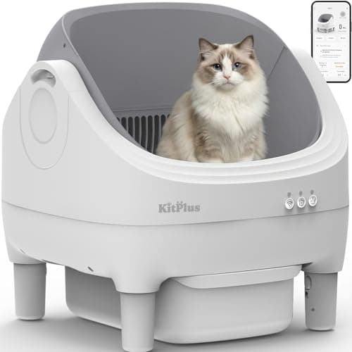 Self Cleaning Litter Box, Automatic Cat Litter Box-APP Control, Open-Design Electric Litter Box, Safety Anti-Pinch, Odor-Free Waste Disposal Includes Trash Bags, Suitable for Multiple Cats, White