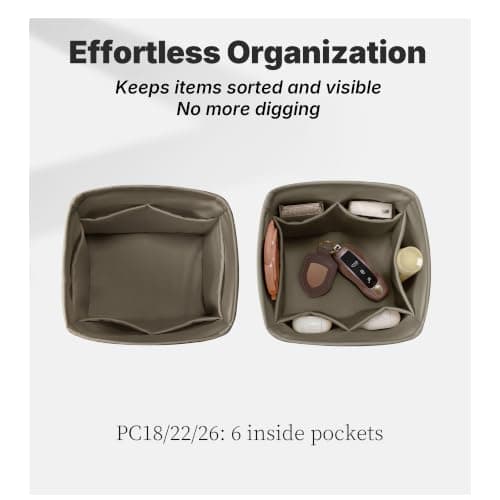 KINGS IN BAG Satin Purse Organizer for Picotin 18, Etoupe grey - Thumbnail 4