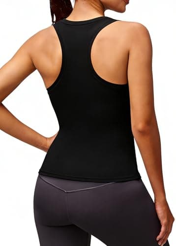 Alaroo Black Tank Top for Women Sleeveless Workout Women Tank Tops Racerback Crop Athletic Gym Yoga Pilates Golf Running Shirts M - Thumbnail 2