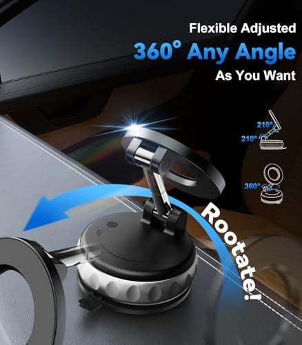 Avischai 2-Pack Vacuum Suction Magnetic Phone Holder for Car Dashboard, Windshield - Hands-Free Strong Grip Mount with 360° Rotation for iPhone & Android Phones - Thumbnail 5