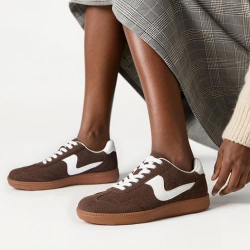 Tigeridea Women's Fashion Sneakers Comfortable Tennis Shoes Womens Casual Shoes Lace up Slip on Chocolate Dark Brown Sneakers for Women Size 8 - Thumbnail 2