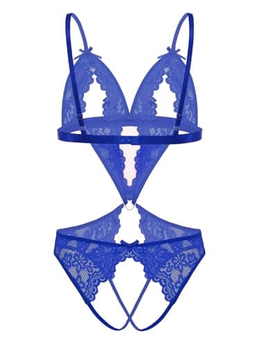 Avidlove Women Lingerie Lace Bodysuit Royal Blue - Thumbnail 5
