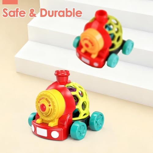 WEEJOYGAM Train Baby Toys 6-12 Months, Infant Soft Cars for Toddlers 1-3 Boy Easter Basket Stuffers Birthday Gift 6 7 8 9 10 Month 1 Year Old Boy Cause Effect Montessori Musical Push Truck Ball Rattle - Thumbnail 5