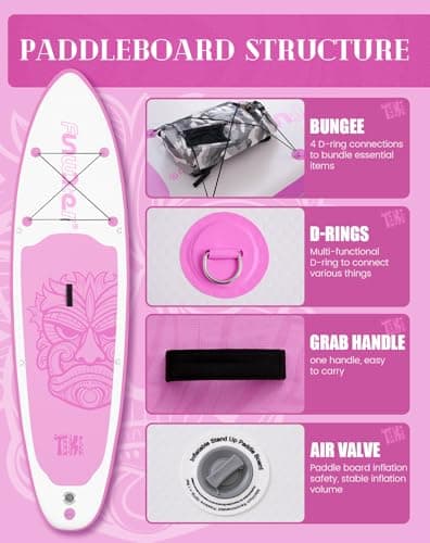 FunWater SUP Inflatable Stand Up Paddle Board 10'6×33"×6" Ultra-Light Inflatable Paddleboard with ISUP Accessories,Fins,Adjustable Paddle, Pump,Backpack - Thumbnail 3