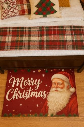 Carastora Santa Claus Pattern Christmas Decorative Doormat, Anti-Fatigue Mat - 20x31 in, Suitable for Indoor and Outdoor Porch Decoration, Housewarming, and Holiday Gifting. Non-Slip and Durable. - Thumbnail 2