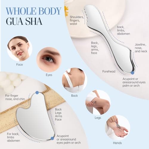 ANPODE 2Pcs Gua Sha Facial Tools Set,Guasha Massage Tool for Face&Body, Manual Massage Tool for Lymphatic Drainage &Jawline Sculpting & Puffiness Reducing,Gua Sha Muscle Scraper Tool,Skin-Care Tool - Thumbnail 2