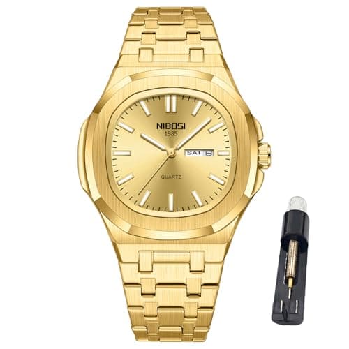 NIBOSI Watches for Men Analog Quartz Stainless Steel Silver Watches for Men Waterproof Business Classic Desiger Wrist Watch with Day Date Elegant Gift for Men - Image 1