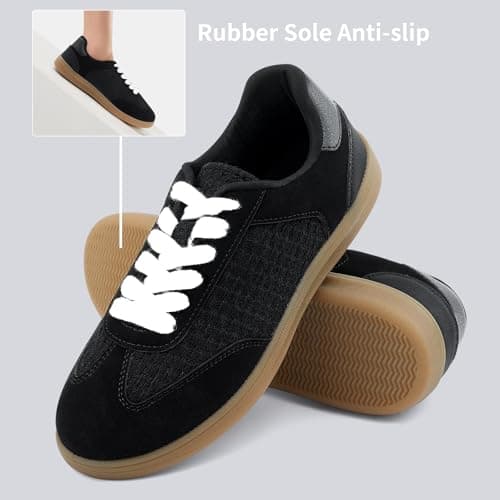 JENN ARDOR Black Low Top Sneakers for Women Lace-up Fashion Tennis Shoes Casual Slip On Sneaker Padded Non Slip Footwear for Work, Walking, Everyday Wear 8 - Thumbnail 6