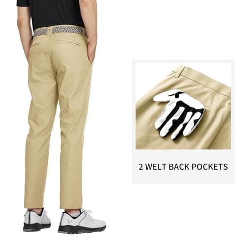 M MAELREG Dress Pants for Men Straight Fit Stretch Quick Dry Lightweight 5 Pockets Business Casual Golf Pants Men Khaki - Thumbnail 3