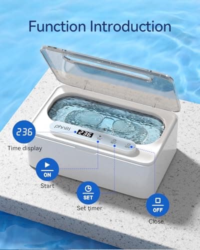 Phniti Ultrasonic Jewelry Cleaner, 47kHz Professional Ultrasonic Retainer Cleaner Machine for Dental Cleaning Three Cleaning Modes, Mouth Guard, Watch, Ring, Diamond, White - Thumbnail 6