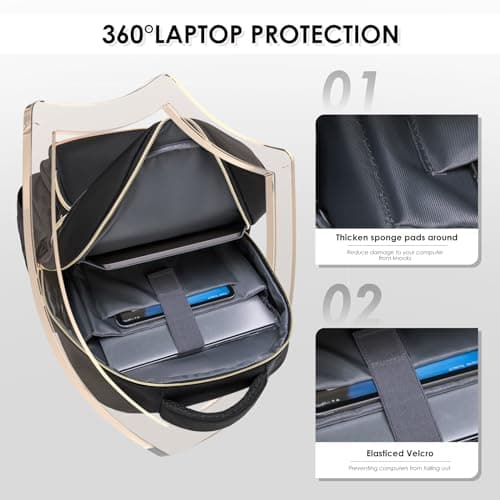 MDODO Laptop Backpack for Women,Travel Backpack with Laptop Compartment,Casual Daypack College Bookbag Computer Backpack for Work with Small Organizer Bag,Black - Thumbnail 4