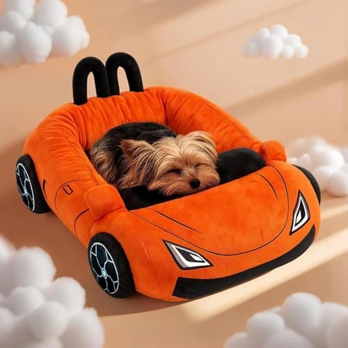VIEFIN Cute Cat Beds Kitten Beds, Soft Small Dog Beds, Washable Pet Beds for Puppy and Kitty, Funny Supercar Cat Toys, 24 Inch - Thumbnail 5