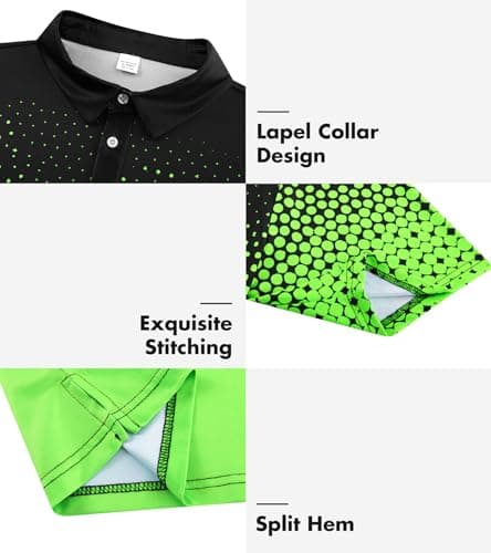 Seadodo Men Polo Shirts Short Sleeve Dry Fit Moisture Wicking Performance Neon Golf Shirt for Tennis Hiking Camping Fluorescent Green L - Thumbnail 6