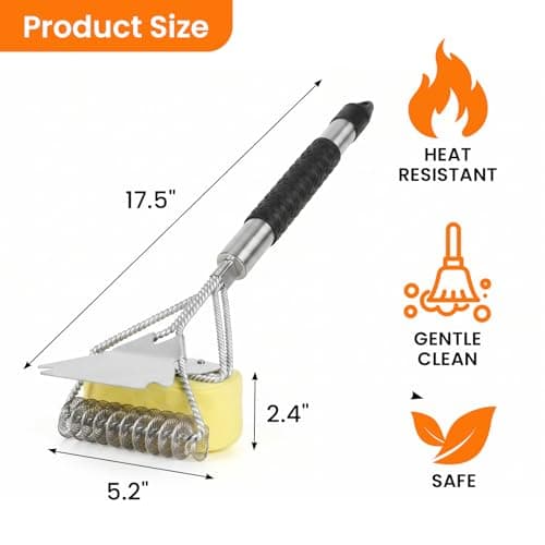 Bristle Free Grill Brush, 3 in 1 Steam Cleaner Brush with Extra Replacement Head, Heavy Duty BBQ Grill Brush for Outdoor Grill - Thumbnail 2