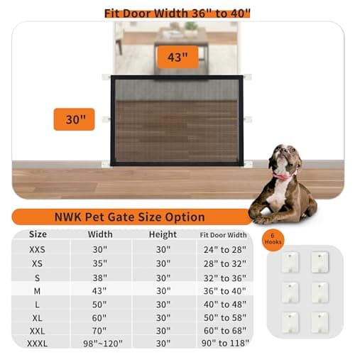 NWK Pack of 2 Magic Dog Gate for Stairs Pet Gate for The House Providing a Safe Enclosure for Pets to Play and Rest, 6 Hooks Design (2, 43'' X 30'') - Thumbnail 2