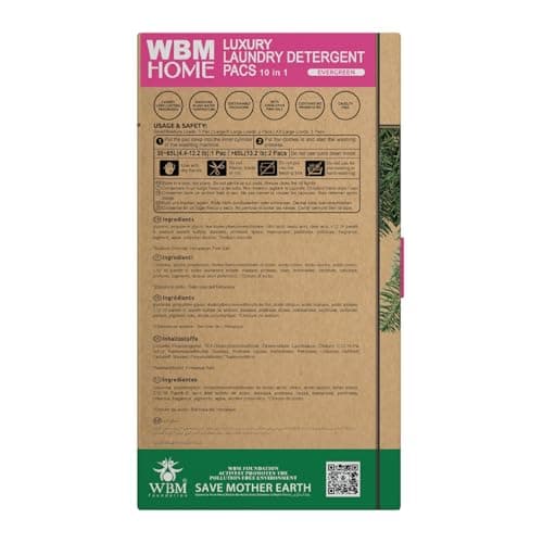 WBM Laundry Detergent Pods - Ultra-Concentrated, Hypoallergenic, Stain-Fighting, Evergreen Scent, 128-Pack, Recyclable Packaging for Eco-Friendly Cleaning - Thumbnail 2