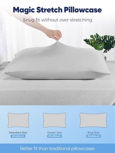 Avolare 2 Pack Cooling Pillow Cases, Arc-Chill Q-max>0.5 Stretch Cooling Pillowcases for Hair Skin and Hot Sleepers, Soft Silky Summer Pillow Cover with Zipper for Standard & Queen Size Pillows - Gray - Thumbnail 6