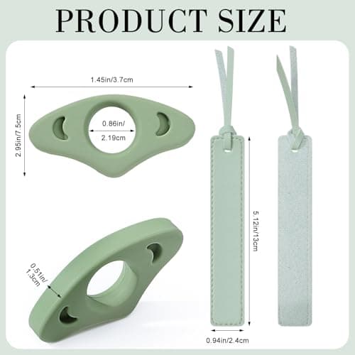 4Pcs Book Page Holder Set, 2Pcs Breathable Silicone Thumb Book Page Holder and 2Pcs Leather Bookmark, Easter Basket Stuffers, Mothers Day Gifts, Reading Accessories for Book Lovers, Readers - Thumbnail 2