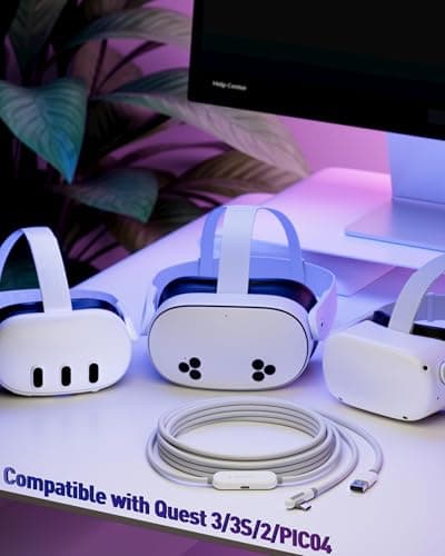Maxonar VR Charging Link Cable 16FT (Next-Gen Chip) Compatible with Meta Quest 3S/Quest 3/Oculus Quest 2/Pico 4 Accessories and PC/SteamVR, Awesome Gift-5Gbps USB 3.0 to USB C Cable-White - Thumbnail 4