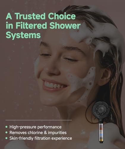 SunCleanse Filtered Shower Head with Handheld, 9-Spray Setting Detachable Showerhead with Filters, Shower Head for Hard Water - Filtered Chlorine, Improve Skin and Hair Texture, Black - Thumbnail 3