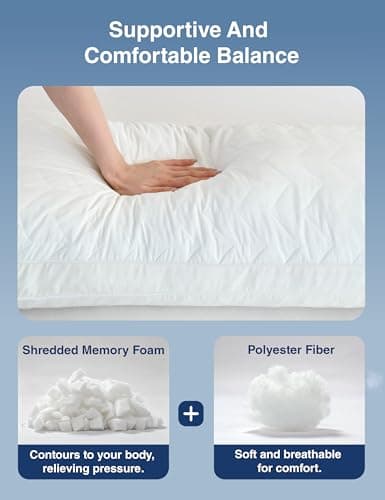 ZonLi Long Body Pillow for Adults, Firm Body Pillow with Adjustable Shredded Memory Foam, Soft Support for Side Sleepers, Pregnant Women, Washable Quilted, 20 x 54 Inch, White - Thumbnail 5