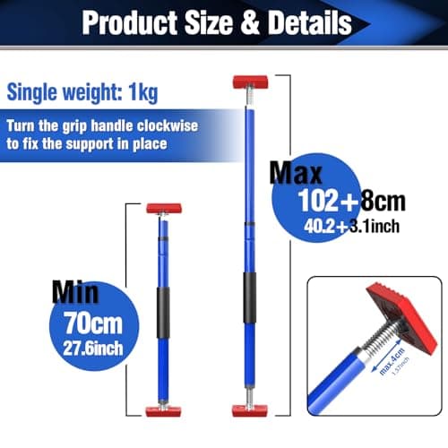 3-H Cabinet Jacks for Installing Cabinets, Thickened All-Steel Adjustable Support Pole with Twist-Lock Mechanism, Heavy-Duty Third Hand Tool, Blue, 27.5"-43" 1pc - Thumbnail 2