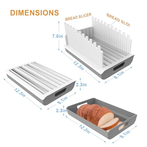 Jumeihui Bread Slicer For Homemade Bread,Bread Slicer Guide For Width Is Adjustable And Replaced,Bread Loaf Slicer With Crumb Tray,Suitability For Homemade Bread, Bagels, Cakes - Thumbnail 6