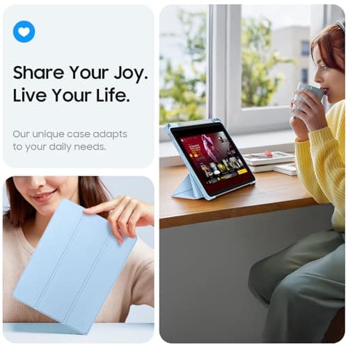 Fintie Hybrid Slim Case for iPad Air 11-inch M4/M3/M2 (2026/2025/2024), iPad Air 5th/4th Generation (2022/2020) 10.9 Inch - Shockproof Cover with Clear Back Shell & Pencil Holder, Sky Blue - Thumbnail 5