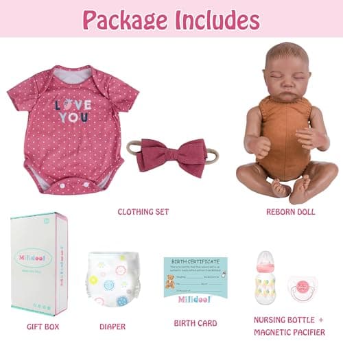 Milidool Reborn Baby Dolls Black Girl - 18-inch Realistic Baby Dolls, Lifelike Soft Vinyl Black American Doll, Nice Gift for Kids, Pre-Parents, Grand-Parents, Doll Collectors - Thumbnail 6