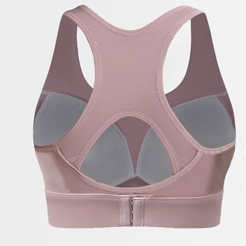 BaseTry Adjustable Strap Racerback Sports Bras for Women - Padded Seamless High Support Bra for Workout Gym Yoga Large Bust (US, Alpha, Medium, Regular, Regular, Pink) - Thumbnail 3