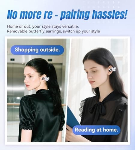 King Lucky Open Ear Earbuds Clip on Wireless Bluetooth 5.4 Headphones with Mic,50H Play,ENC Call,Waterproof,Jewelry Ear Buds,Comfortable for Small Ears&Glasses Wearers,Workouts (03-Black) - Thumbnail 3