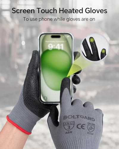 BOLTGARD Work Gloves for Men Pro with Wavy Foam Nitrile Grip, Touchscreen Breathable for Construction, Mechanics, 12 pair, Large - Thumbnail 3