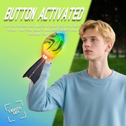weselon Rechargeable Light Up Football for Boys Ages 6-15, Glow in the Dark Foam Football Toy with 7 RGB LEDs, No Pump Needed, Type-C Cable & Gift Box, Outdoor Birthday Gift for Kids - Thumbnail 3