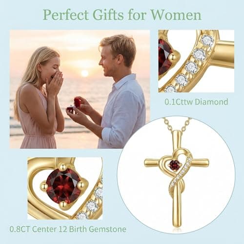 IZZBAT 14K Gold Birthstone Cross Necklace for Women,Faith Jewelry Gift for women - November Citrine - Thumbnail 5