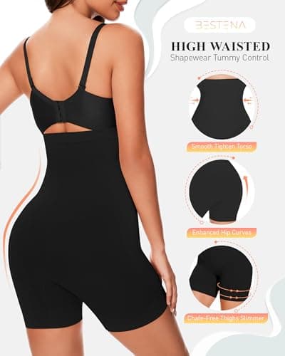 BESTENA Shapewear Shorts,High Waisted Shapewear for Women Tummy Control,Seamless Body Shaper Shorts Thigh Slimmer(2x-black nude,3X-Large) - Thumbnail 3