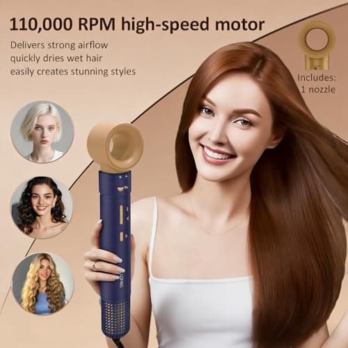 5 in 1 Multi Hot Air Styler Wrap, 110,000 RPM High-Speed Hair Dryer Brush with Auto Wrap Curlers & Blow Dryer Brush, Fast Drying & Frizz-Free Styling, No Heat Damage for Women - Thumbnail 4