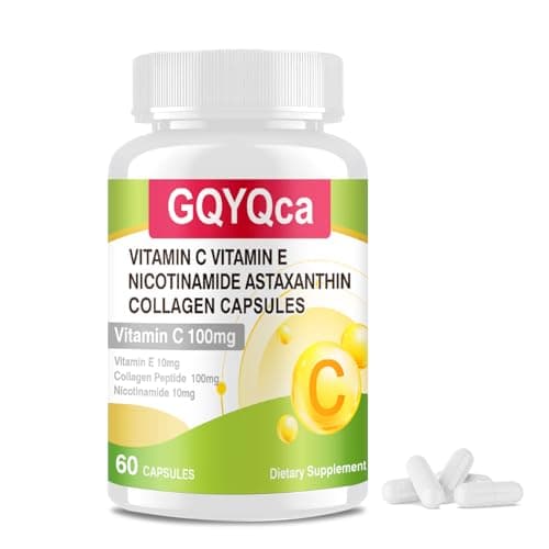 GQYQca Premium Vitamin C+ E, NAD, Astaxanthin and Collagen Peptides Capsules, Scientific Antioxidant Formula, Immune Boosting, and Healthy Anti-Aging Gluten-Free, 60 Count - Image 1