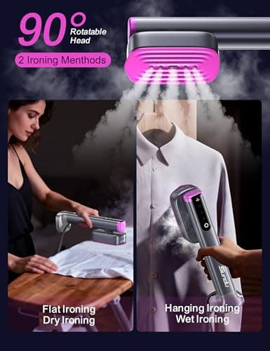 Sundu Travel Steamer for Clothes, Portable Handheld Garment Steamer, 15s Fast Heat-up, 2 Water Tanks (180 ml +100 ml), 25 Minutes of Continuous Ironing for Travel,Home Charcoal - Thumbnail 5