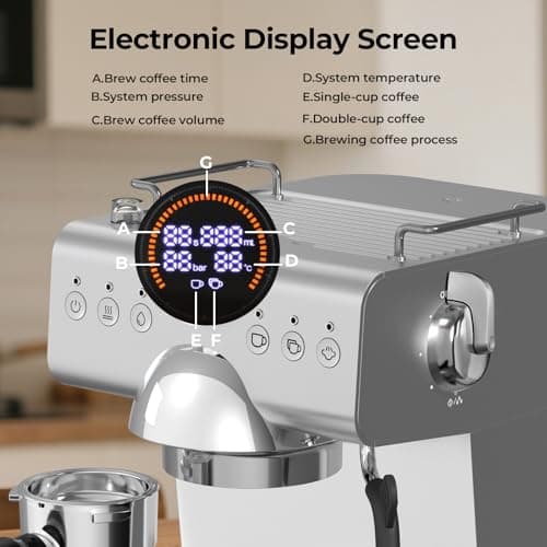 Havato Espresso Machine with Milk Frother,20 Bar Semi-Automatic Expresso Coffee Machine for Home,50oz Removable Tank,Hot & Cold Brew,Single & Double Shot Latte Machine - Thumbnail 6