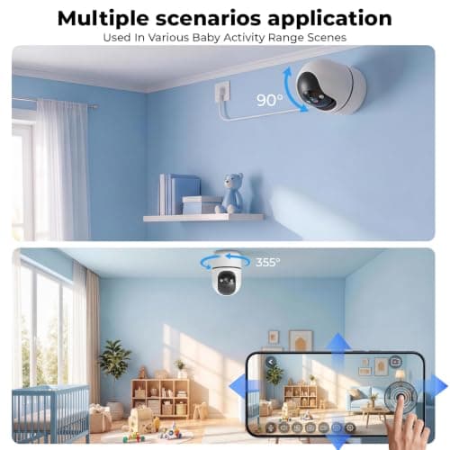 GBIUT Indoor Camera 5G&2.4G WiFi Cameras for Home Security Instant 911 Alert, 360° Pan/Tilt Baby Monitor/Dog/Pet Camera AI Motion Detection Night Vision, Speaker, US Cloud Storage (2-Pack) - Thumbnail 3