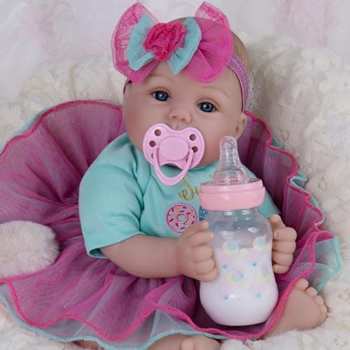 Milidool Lifelike Reborn Baby Dolls - 18 Inch Real Life Realistic Newborn Baby Dolls Girl with Soft Weighted Body Gift Set for Kids Age 3+ - Image 1