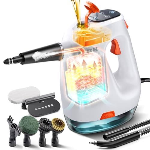 POPCHOSE Steam Cleaner with Detergent Dispenser, 15s Heat-Up Handheld Steam Cleaner for Home, 500ml Removable Water Tank, Lightweight Portable Steamer for Cleaning Grout, Windows, Kitchen, Easy Refill - Image 1