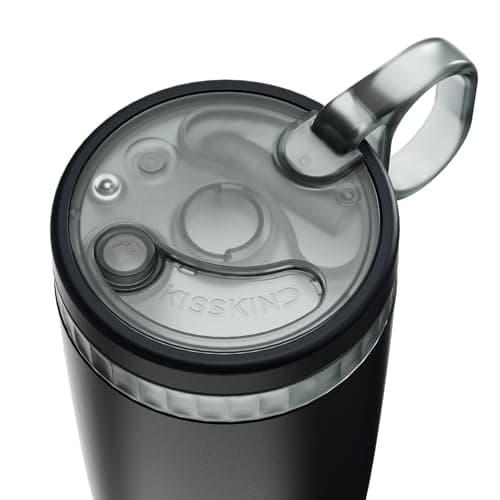 KISSKIND 20 Oz Iced Coffee Tumbler with Hidden Straw, Insulated Stainless Steel Coffee Tumbler, Leakproof Ceramic Lined Travel Cup for Subway Commuting, Slim Tumbler for To-Go, Midnight Espresso - Thumbnail 4