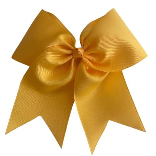 ClassExceed Cheer Bow for Girls, Yellow Hair Bow, Handmade No-Fray Grosgrain Ribbon, Cheerleading Bow for Team, School & Competition - Image 1