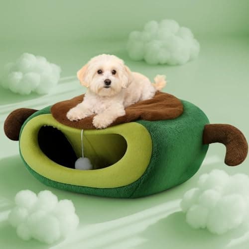 MOYMO Cute Cat Beds for Indoor Cats, Small Dog Beds, Soft Washable Pet Beds for Kitten and Puppy, Funny Avocado Cat Cave Cat Toys, 19 Inches - Thumbnail 6